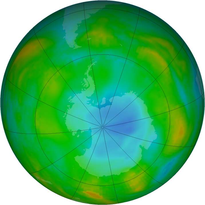 Antarctic ozone map for 14 July 1989